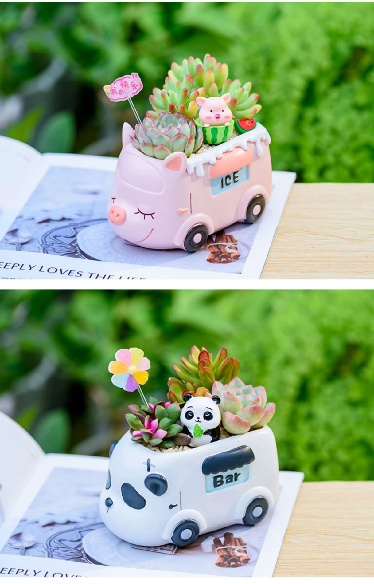 cute cartoon animal car succulent planters for kids room decor gift