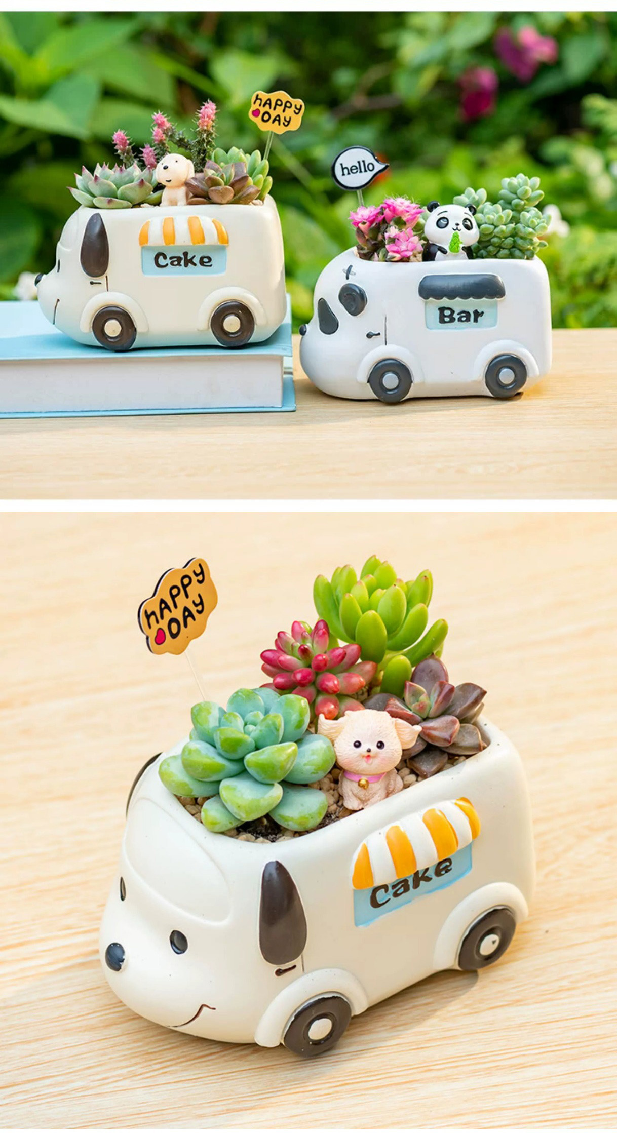 cute cartoon animal car succulent planters for kids room decor gift