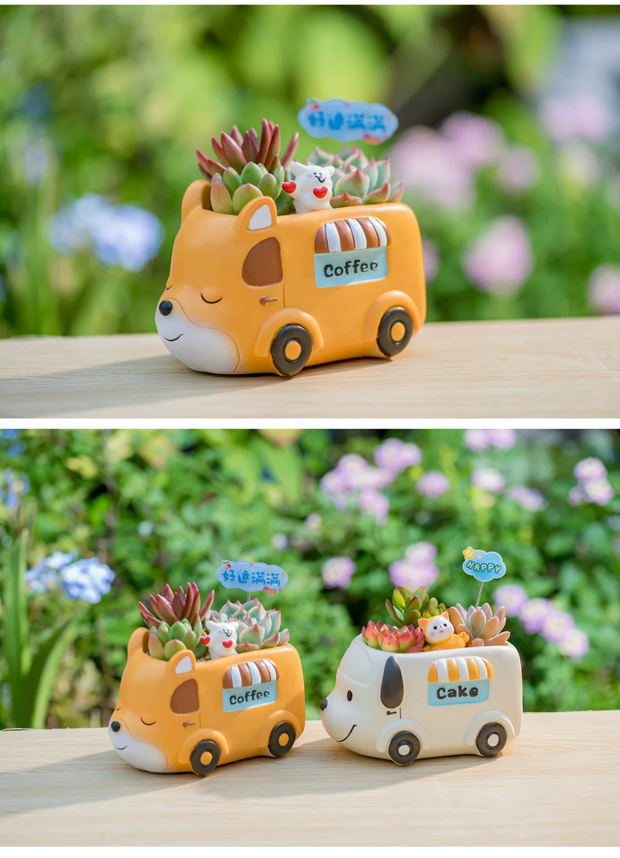 cute cartoon animal car succulent planters for kids room decor gift