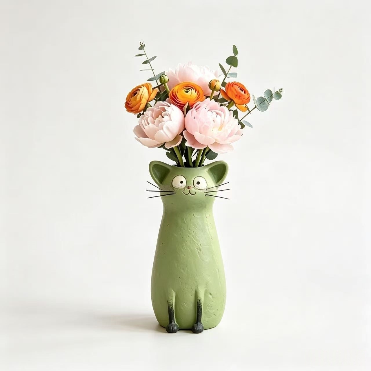 adorable resin cat flower vases for whimsical home desktop decor