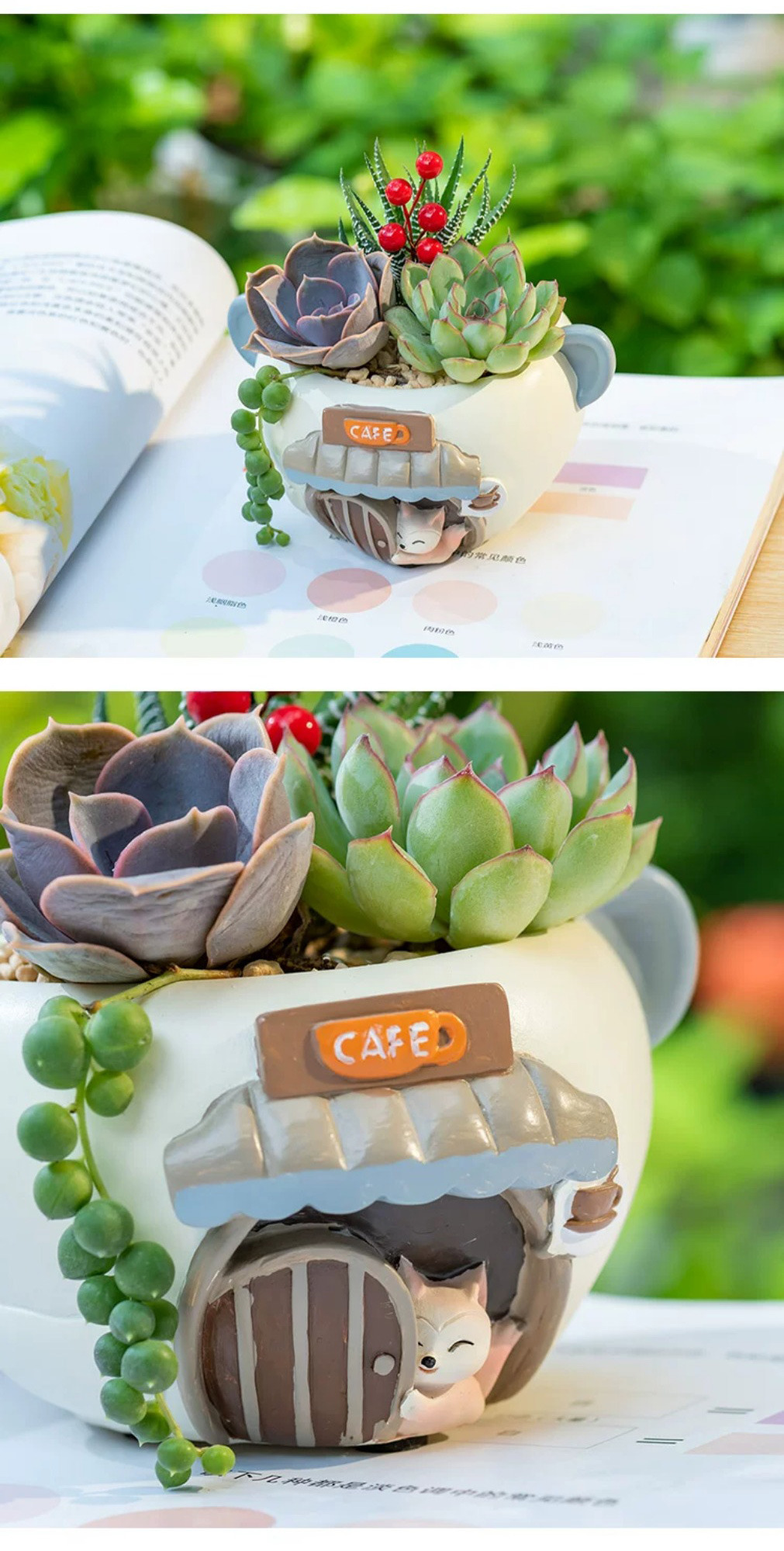 charming cartoon cat succulent planters: adorable mini desktop & balcony decor
