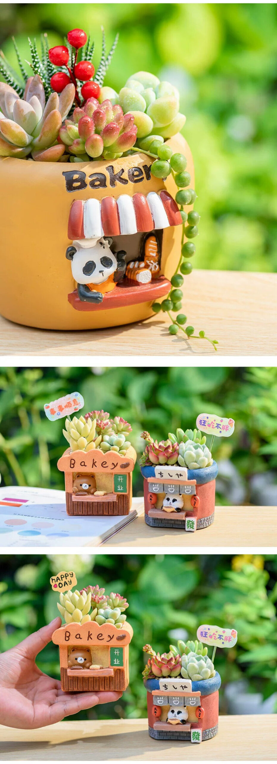 charming cartoon cat succulent planters: adorable mini desktop & balcony decor