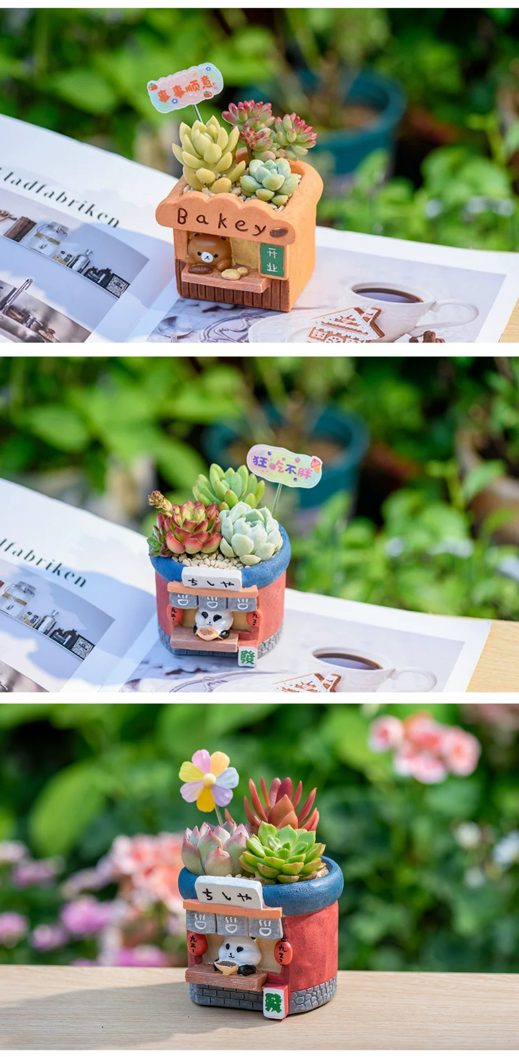 charming cartoon cat succulent planters: adorable mini desktop & balcony decor