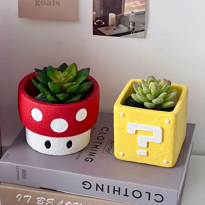 cute cartoon cement succulent planters set for desktop & balcony decor gifts
