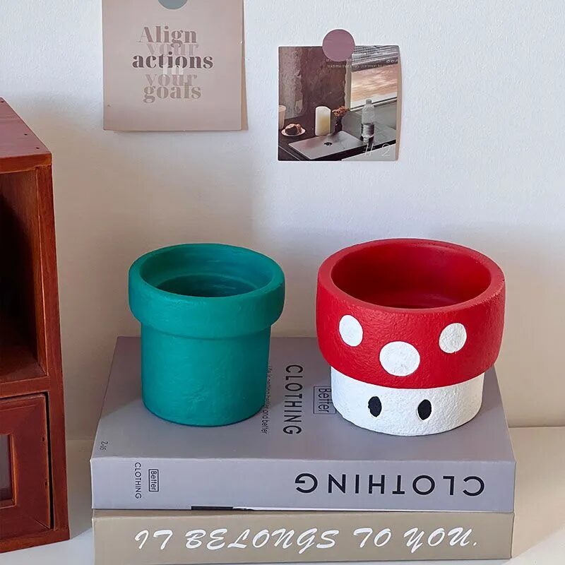 cute cartoon cement succulent planters set for desktop & balcony decor gifts