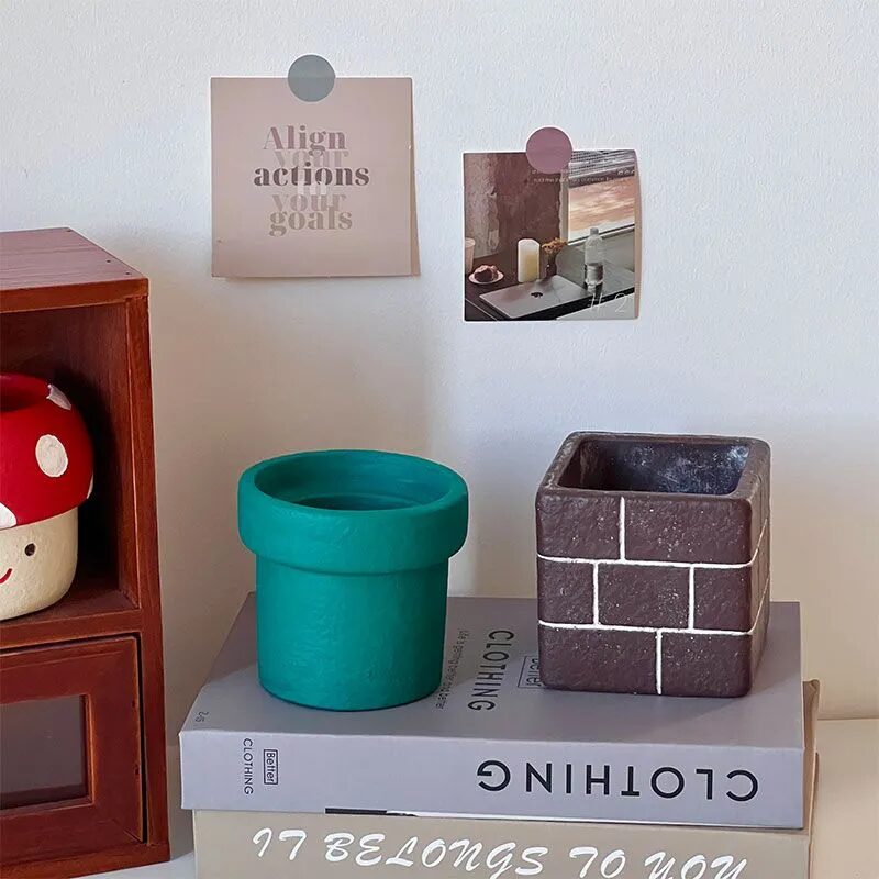cute cartoon cement succulent planters set for desktop & balcony decor gifts