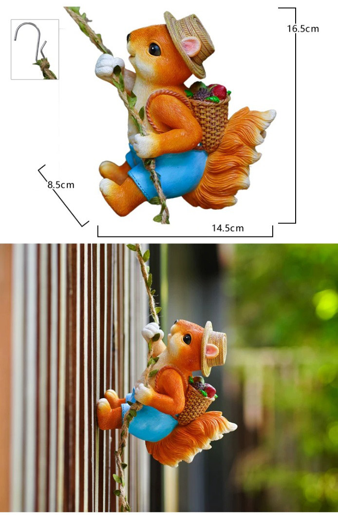 cute climbing squirrel garden statue outdoor wall art decor for patio