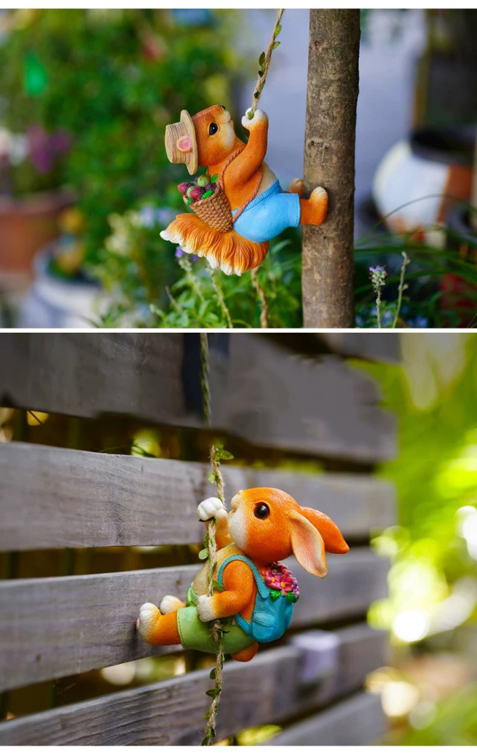 cute climbing squirrel garden statue outdoor wall art decor for patio
