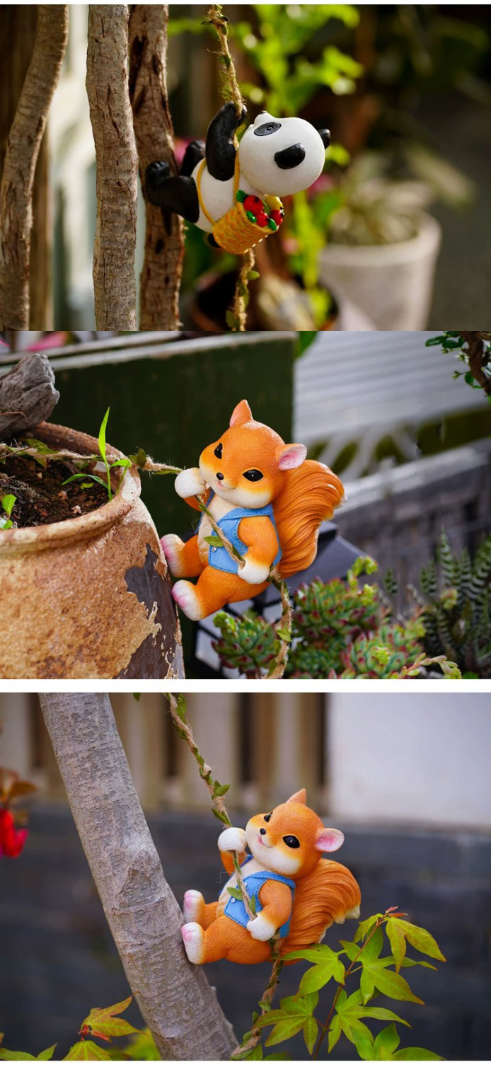 cute climbing squirrel garden statue outdoor wall art decor for patio