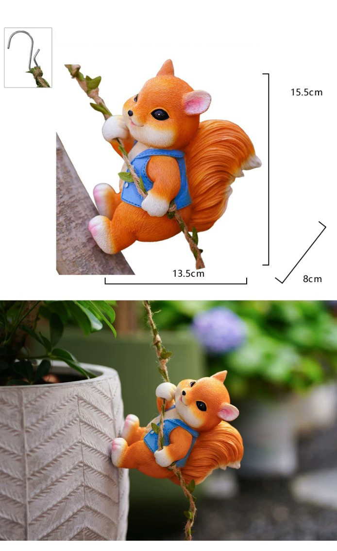 cute climbing squirrel garden statue outdoor wall art decor for patio