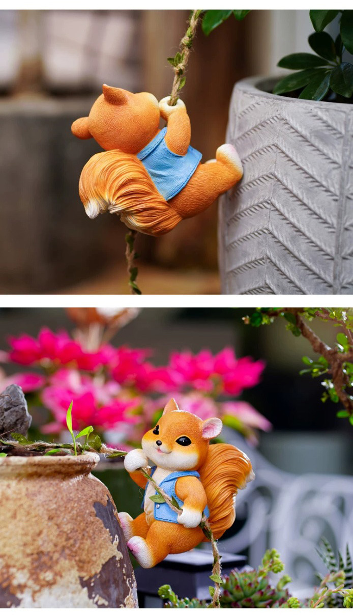 cute climbing squirrel garden statue outdoor wall art decor for patio