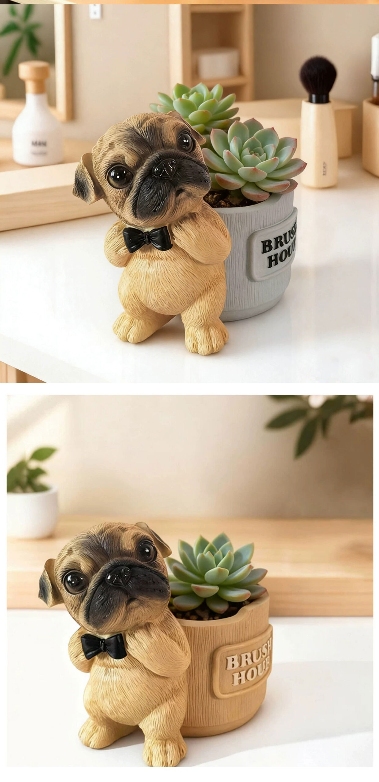 adorable dog succulent planter pot for office desk decor