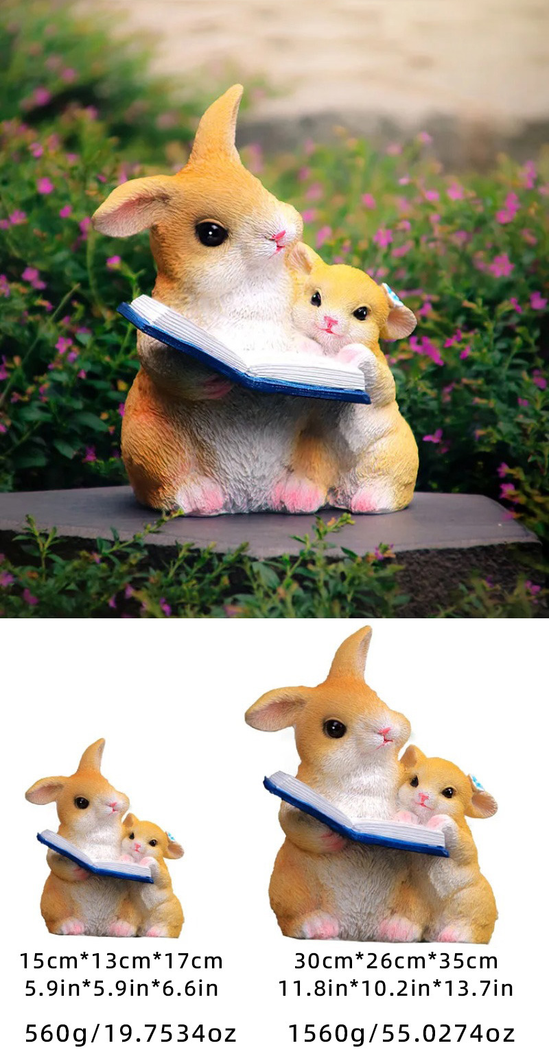 cute reading rabbit garden statue adorable bunny home decor