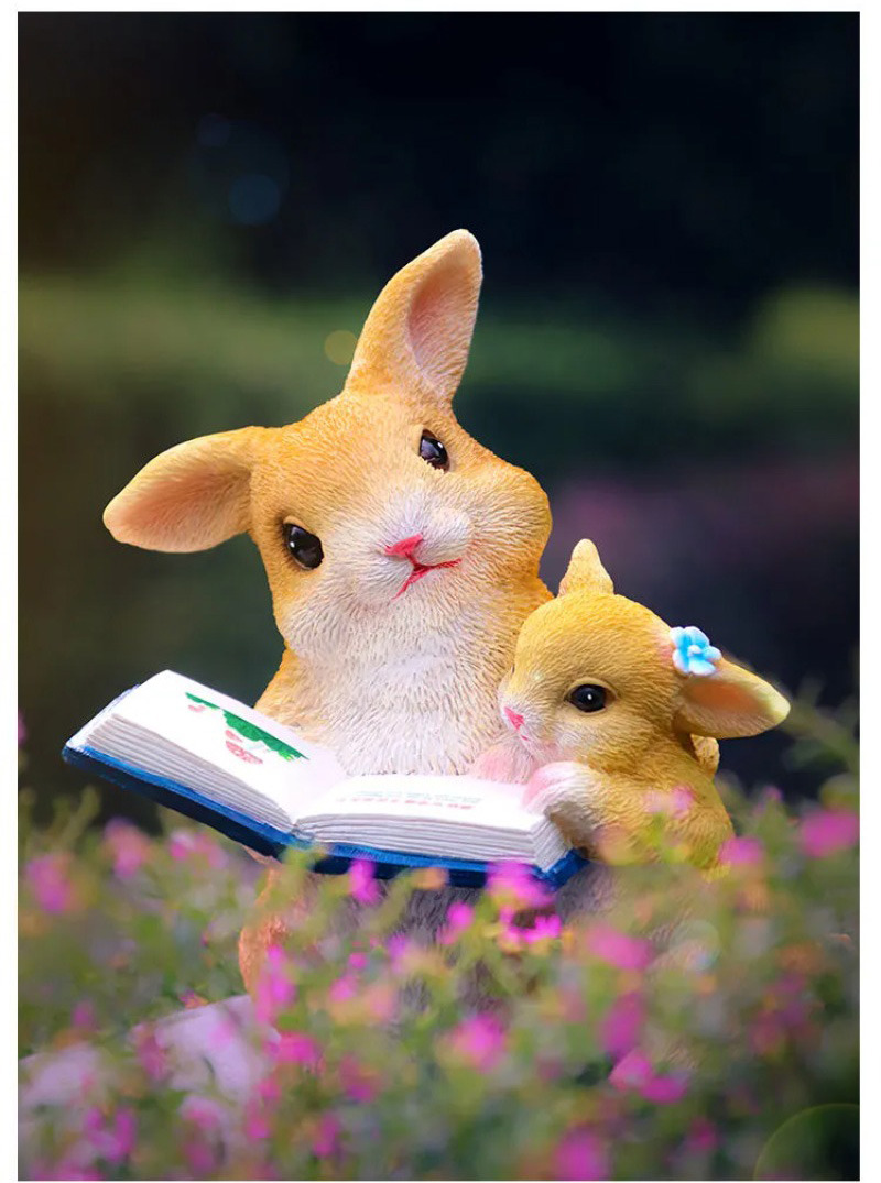 cute reading rabbit garden statue adorable bunny home decor