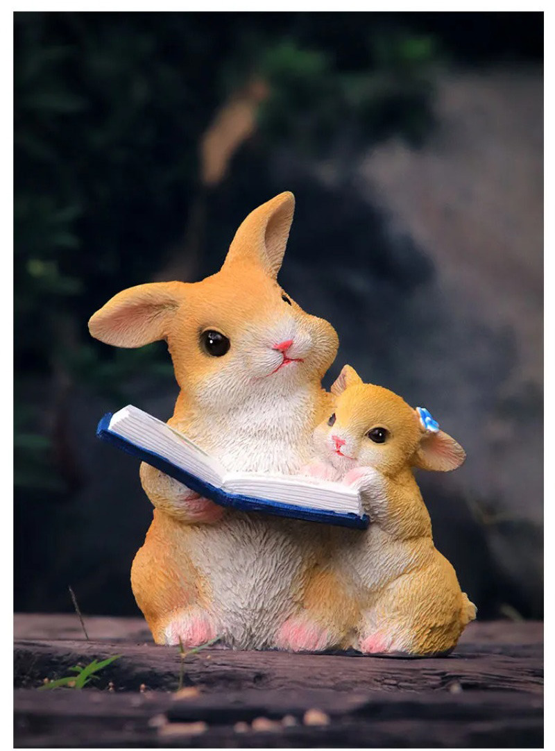 cute reading rabbit garden statue adorable bunny home decor