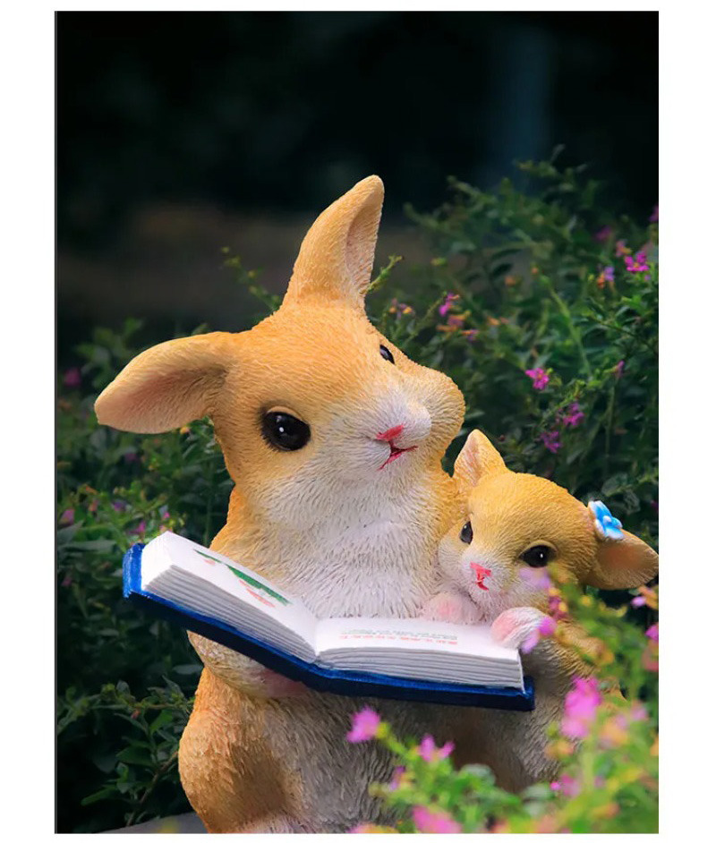 cute reading rabbit garden statue adorable bunny home decor