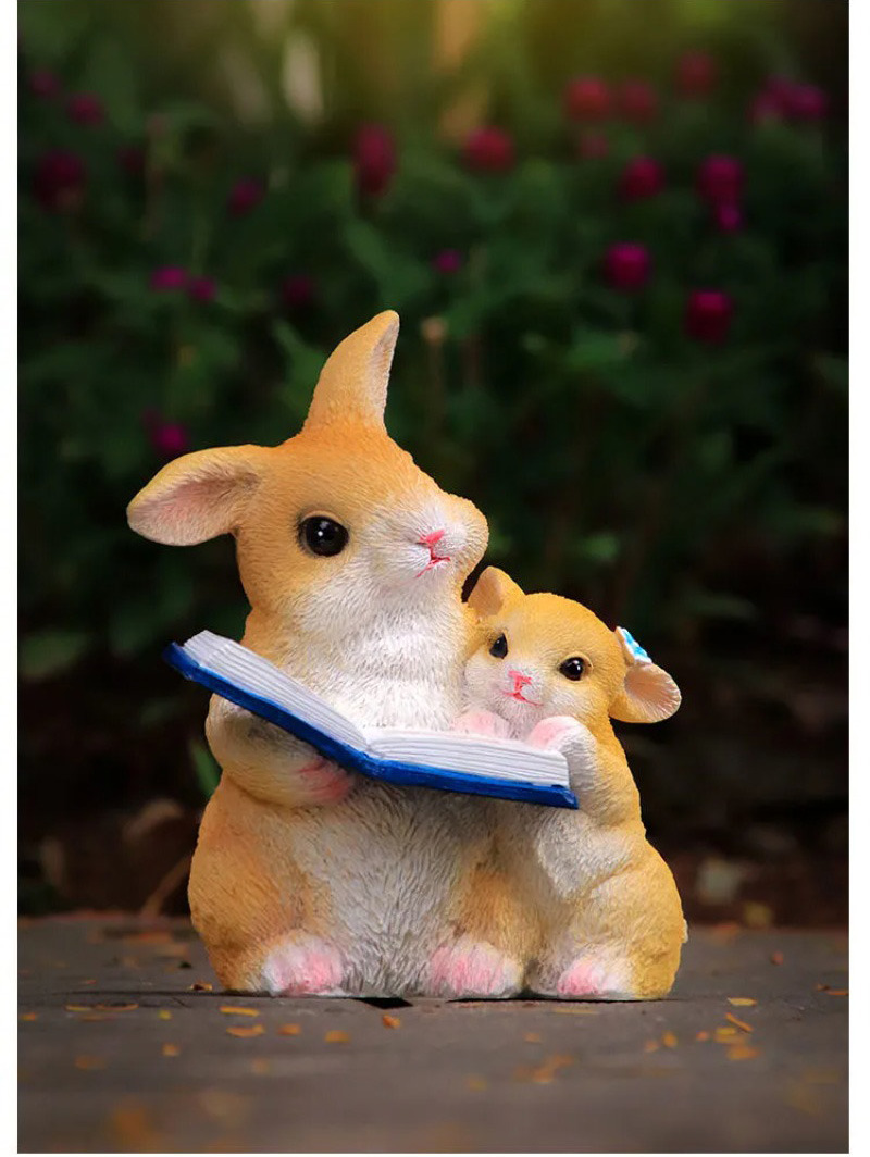 cute reading rabbit garden statue adorable bunny home decor