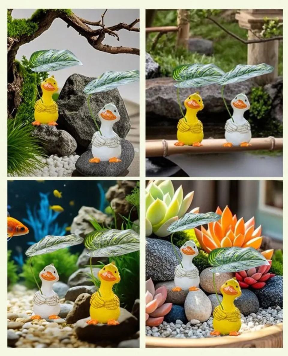 cute resin duck figurines: charming garden pond & fish tank decor