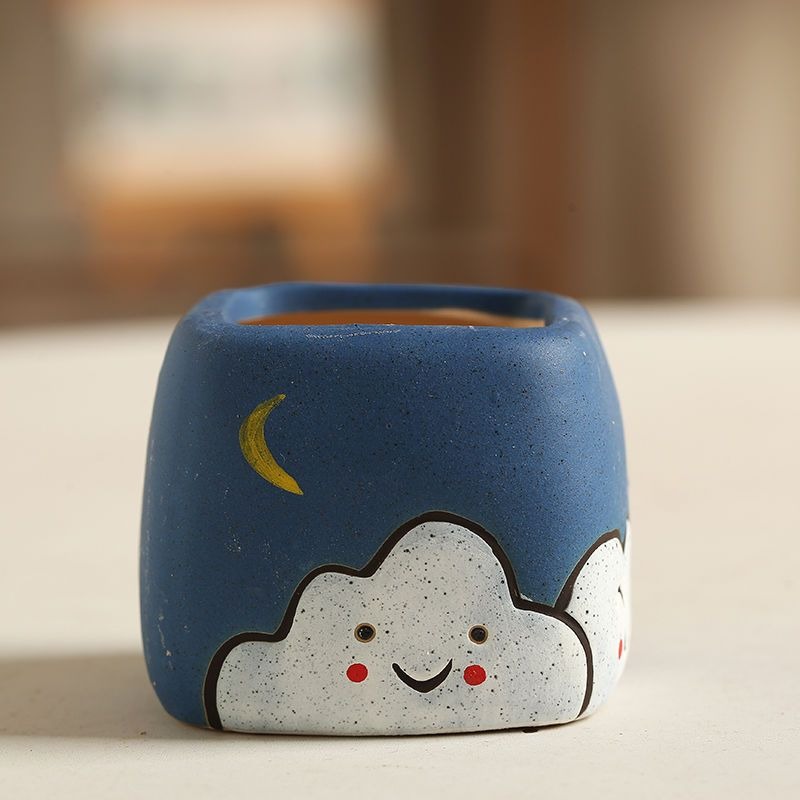 cute cartoon ceramic succulent planter pot breathable desktop decor