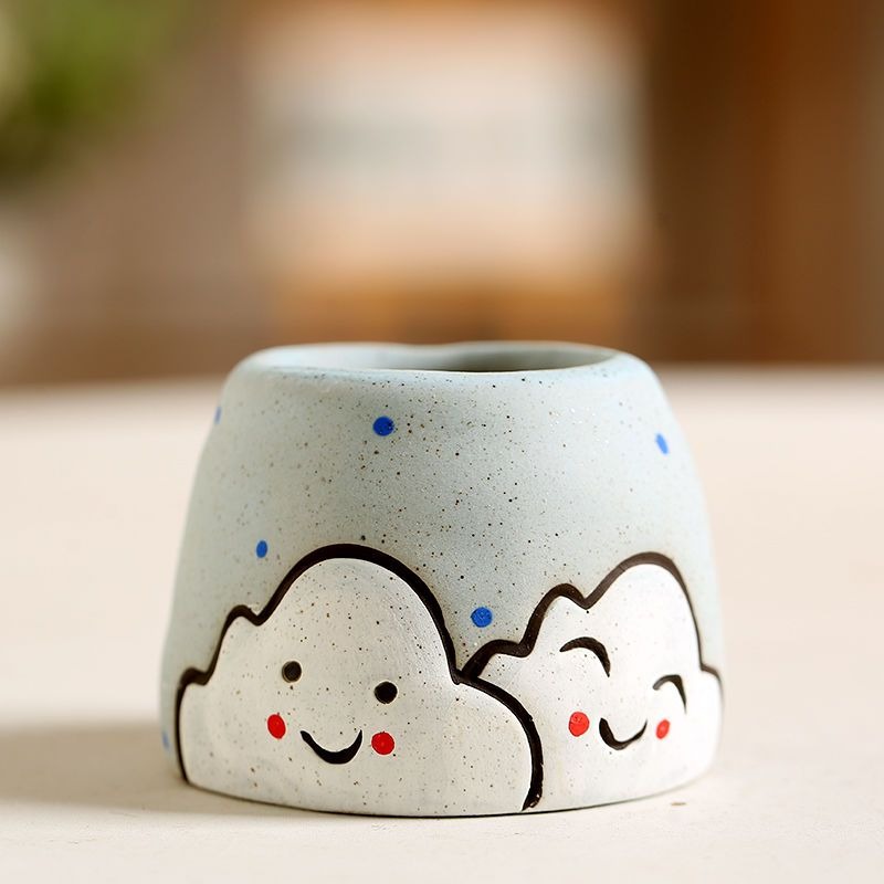 cute cartoon ceramic succulent planter pot breathable desktop decor