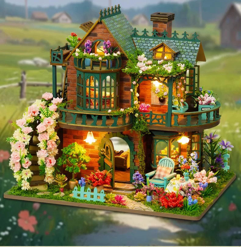 diy miniature elf garden villa dollhouse kit 3d puzzle craft gift