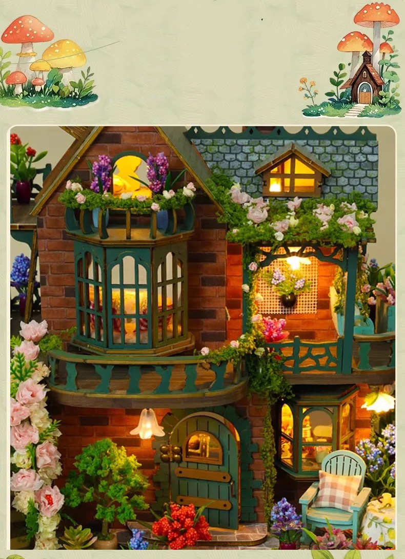 diy miniature elf garden villa dollhouse kit 3d puzzle craft gift