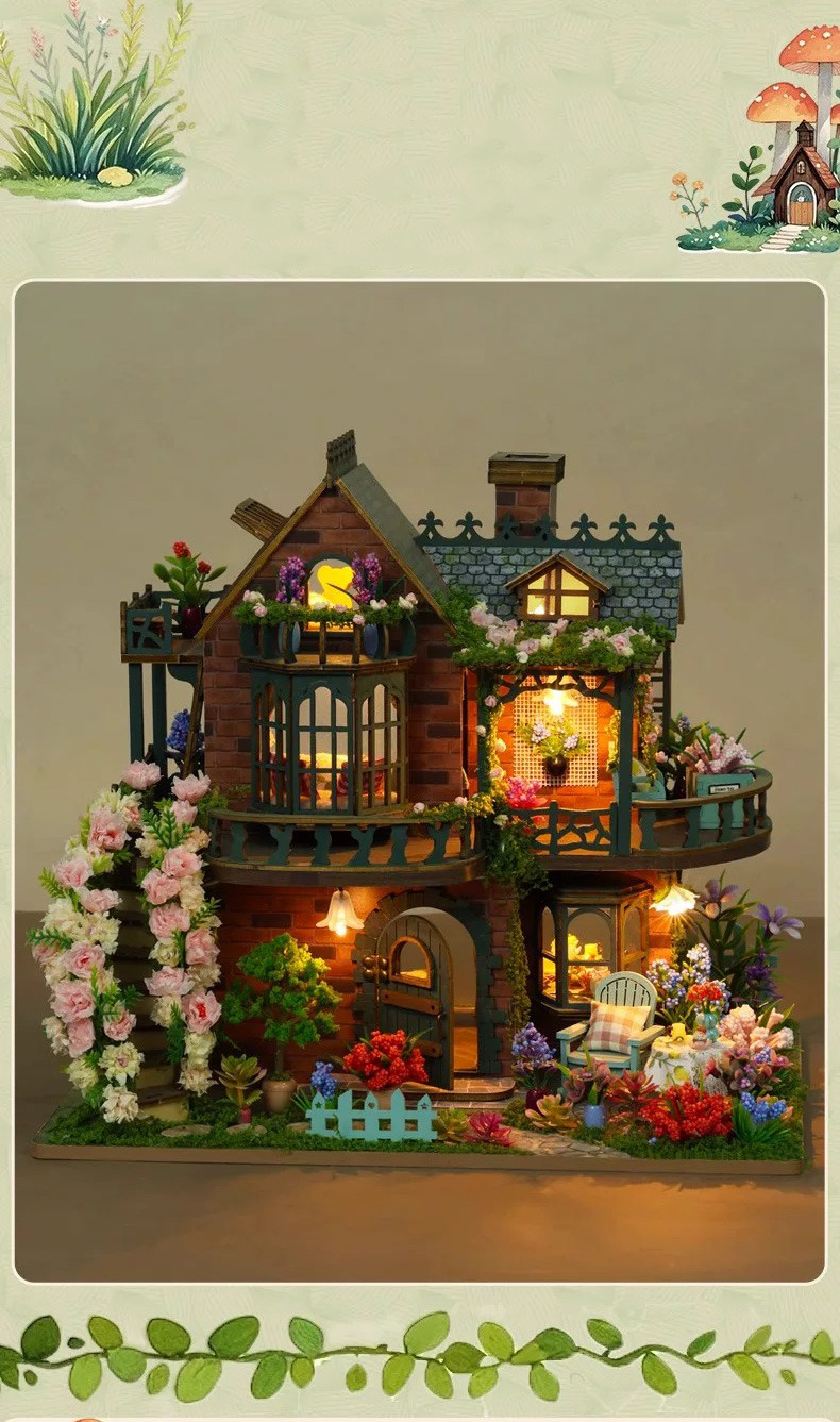 diy miniature elf garden villa dollhouse kit 3d puzzle craft gift