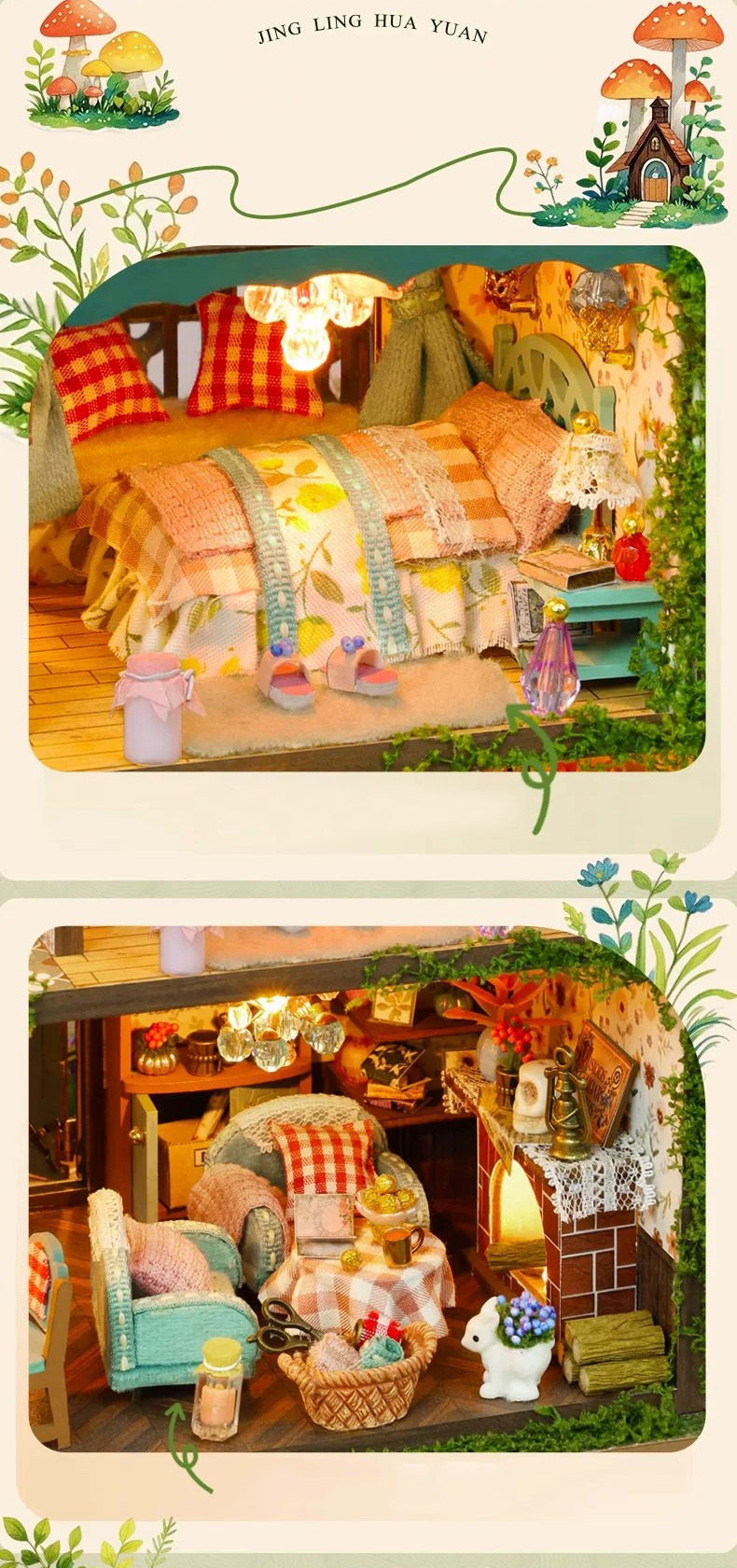 diy miniature elf garden villa dollhouse kit 3d puzzle craft gift
