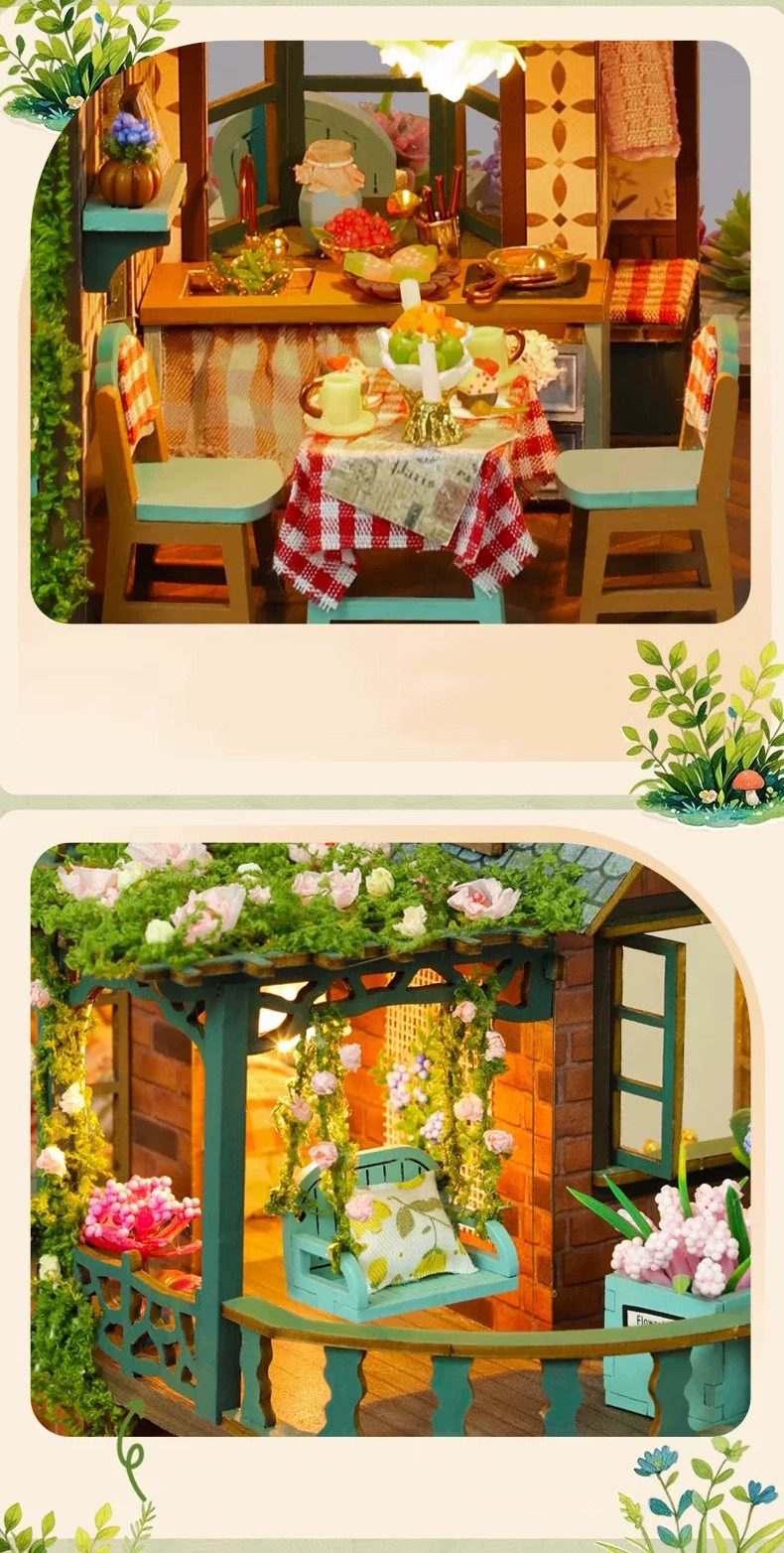 diy miniature elf garden villa dollhouse kit 3d puzzle craft gift