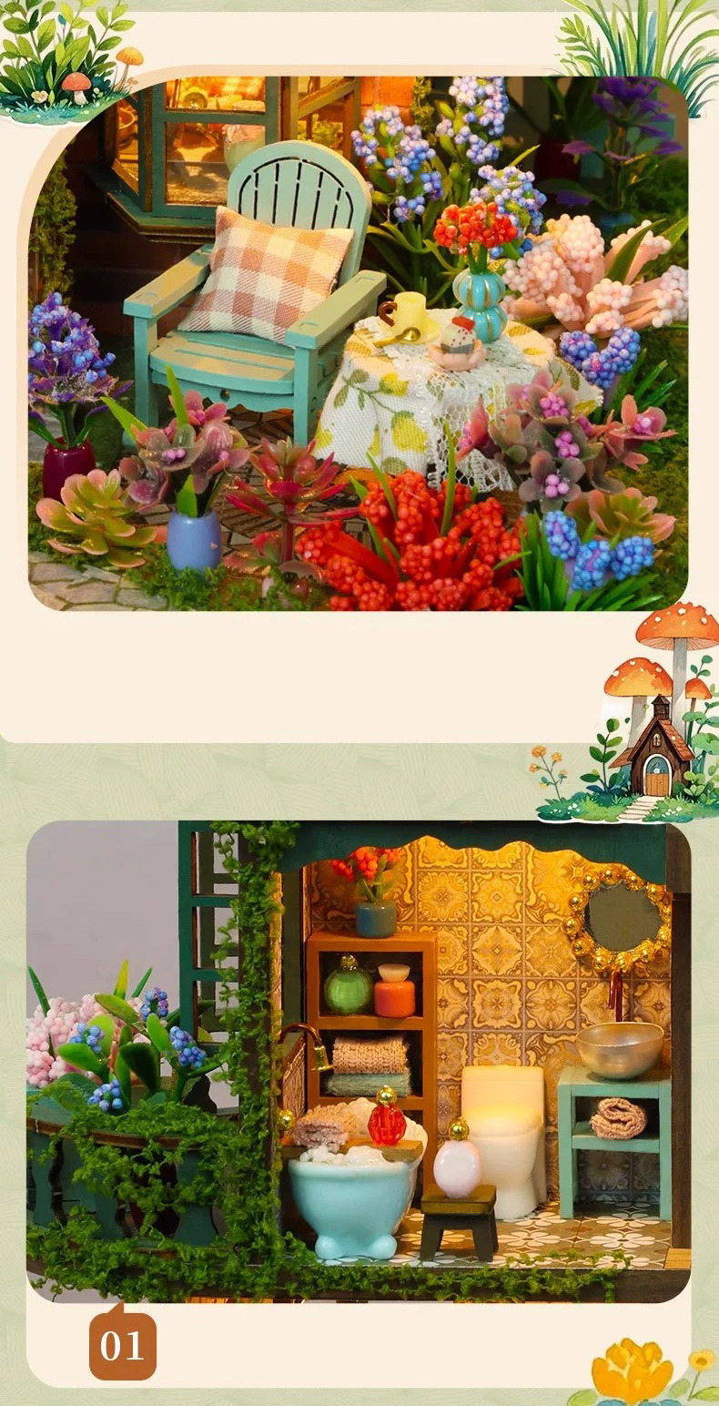 diy miniature elf garden villa dollhouse kit 3d puzzle craft gift