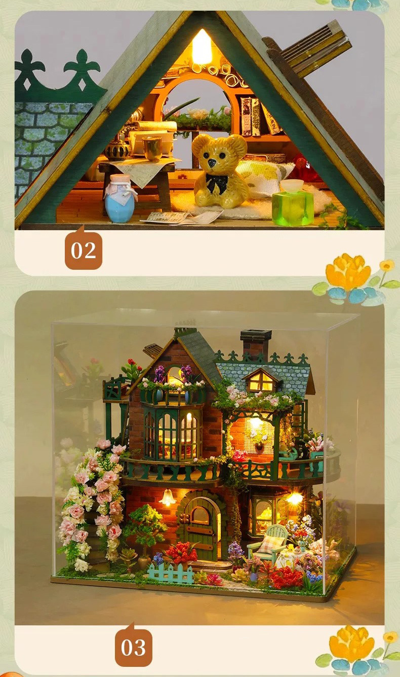 diy miniature elf garden villa dollhouse kit 3d puzzle craft gift