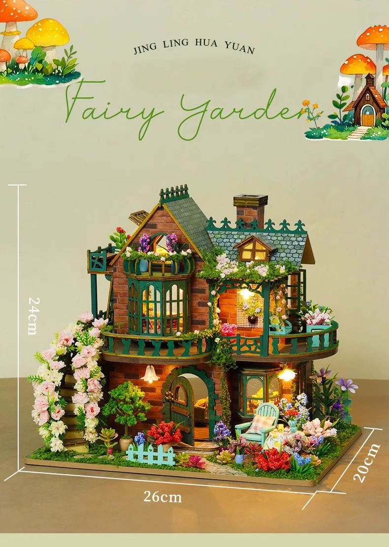 diy miniature elf garden villa dollhouse kit 3d puzzle craft gift