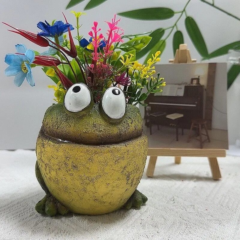 quirky frog expression resin succulent planters funny home garden decor