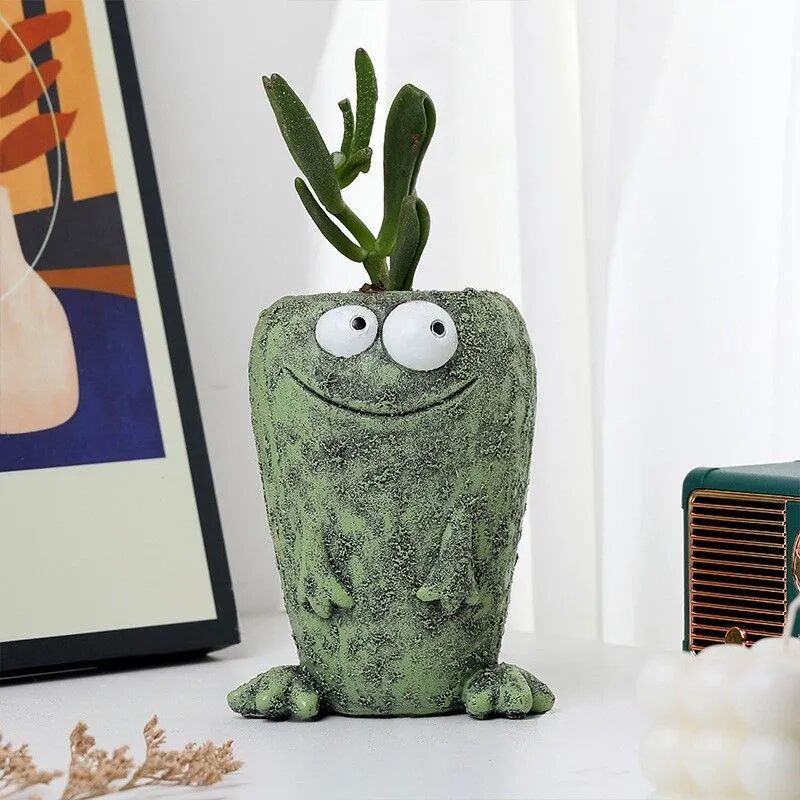 quirky frog expression resin succulent planters funny home garden decor