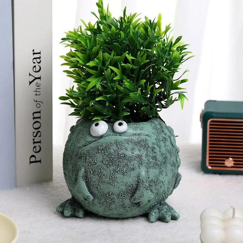 quirky frog expression resin succulent planters funny home garden decor