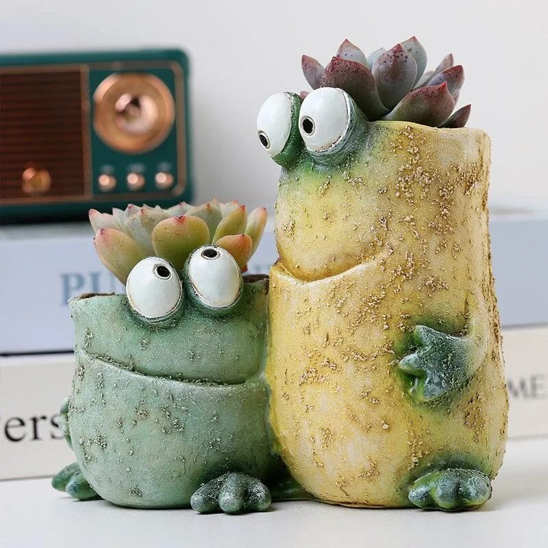 quirky frog expression resin succulent planters funny home garden decor