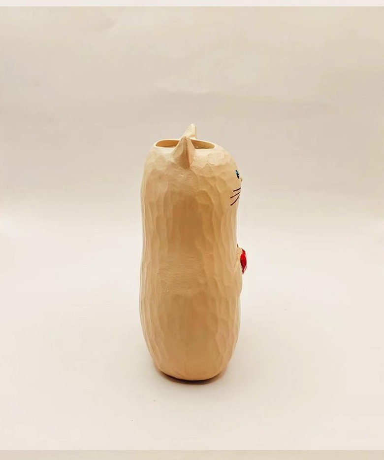 handmade wooden cat vase with heart unique gift for cat lovers