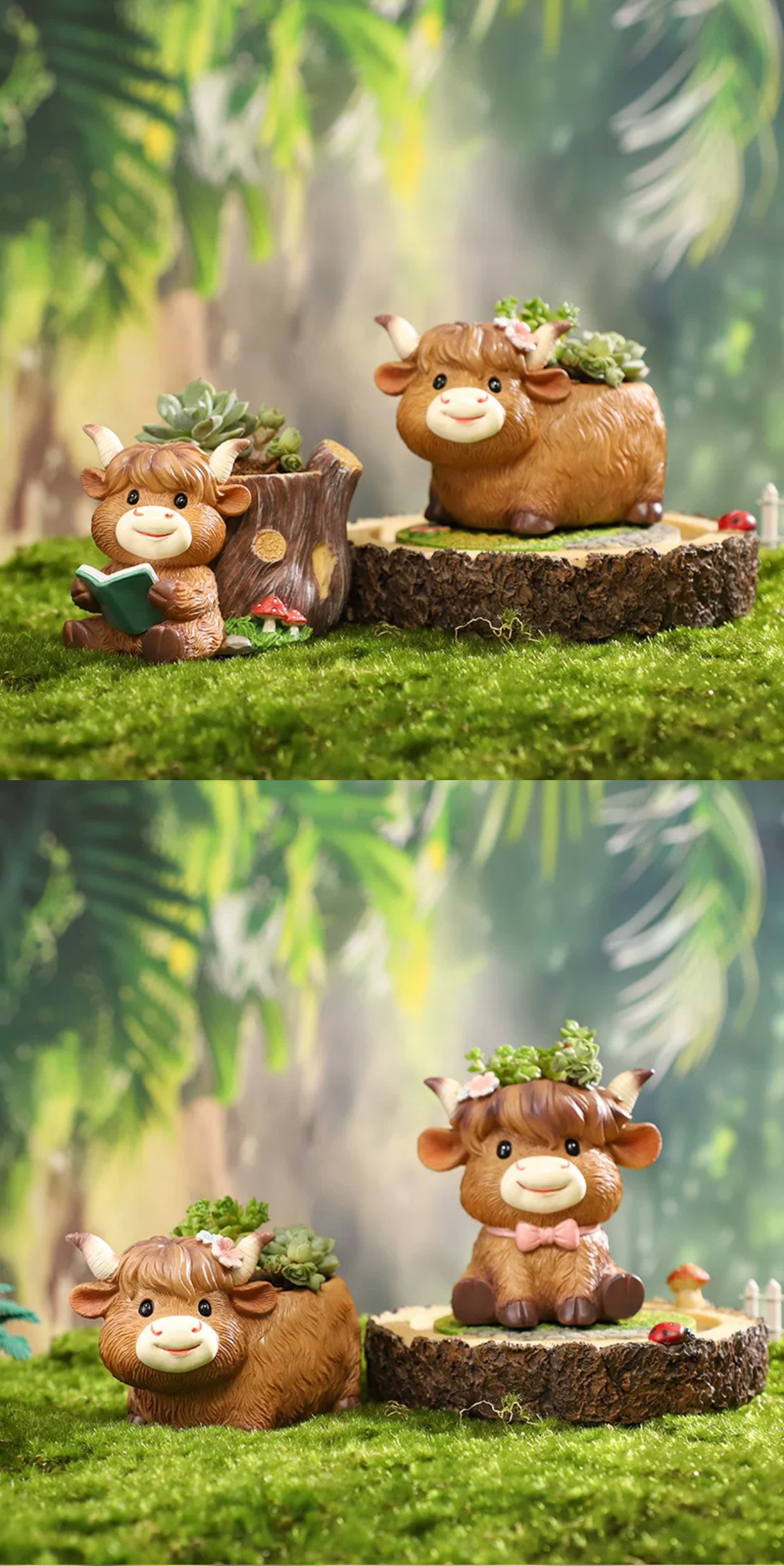 adorable highland cow succulent planters cute resin mini pots