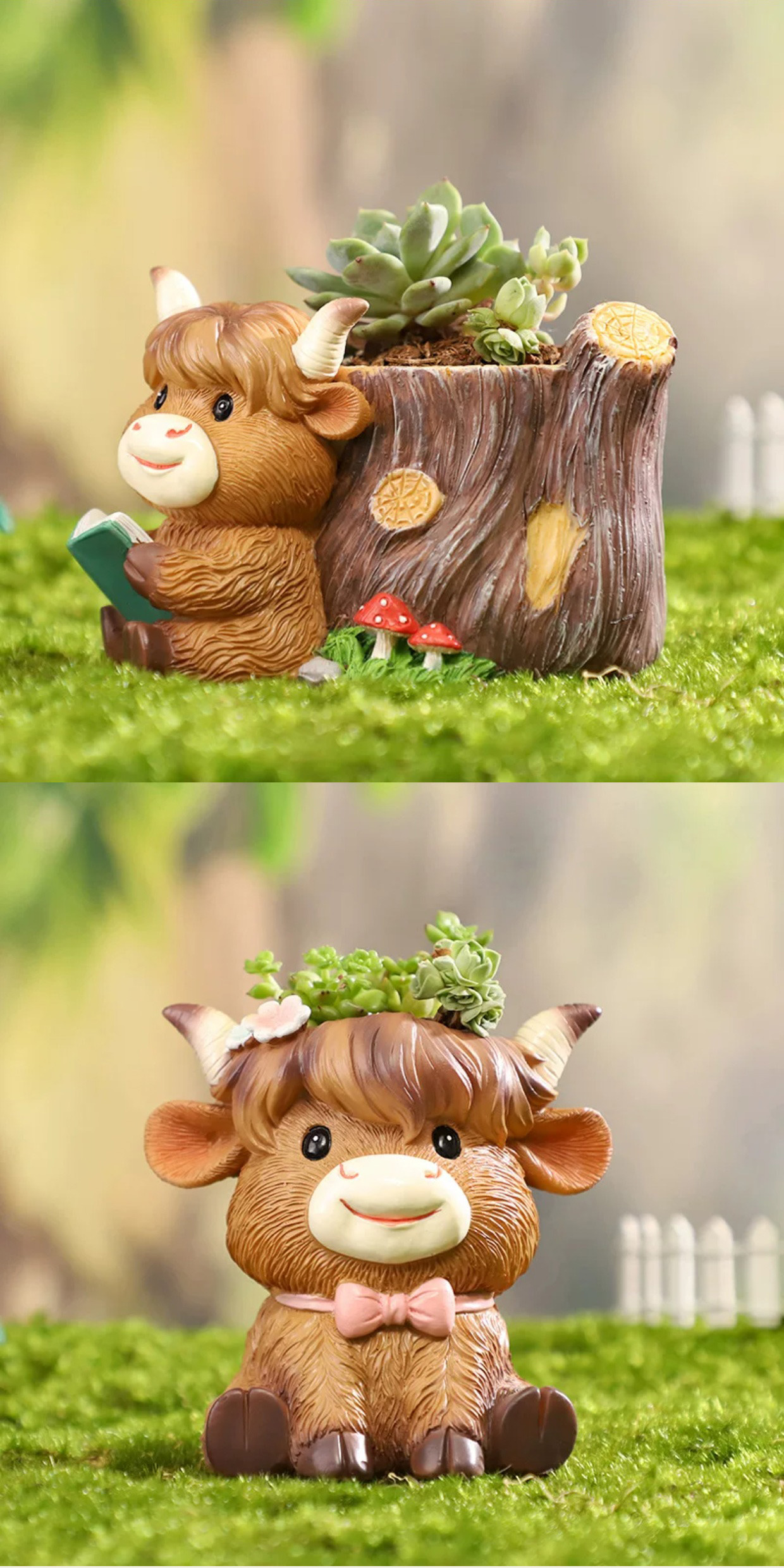 adorable highland cow succulent planters cute resin mini pots