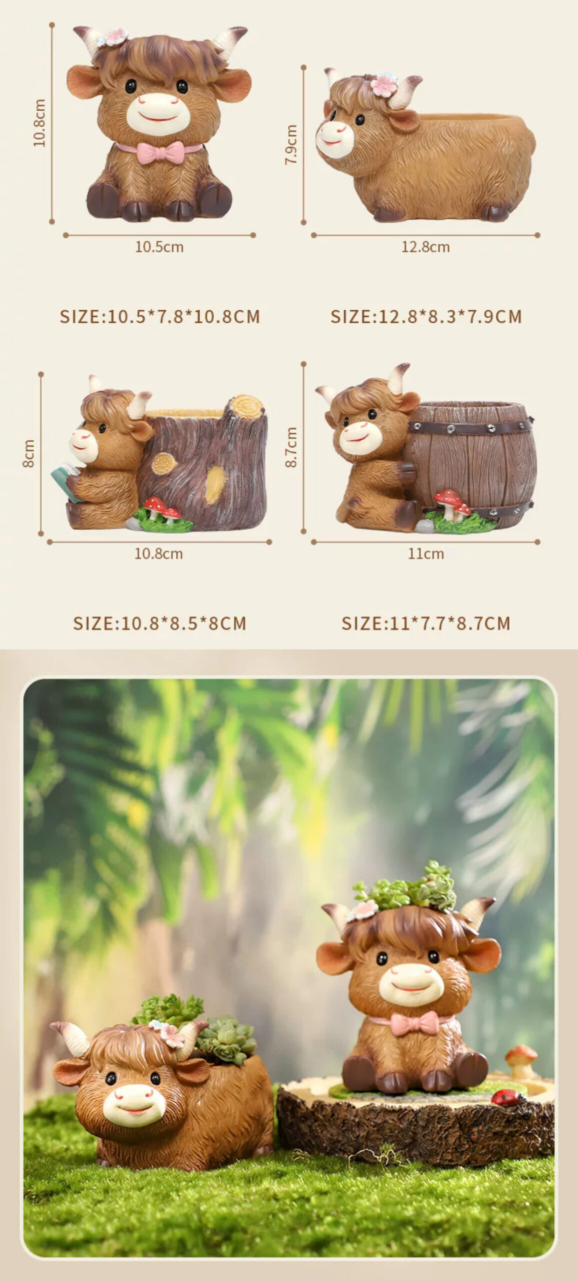adorable highland cow succulent planters cute resin mini pots