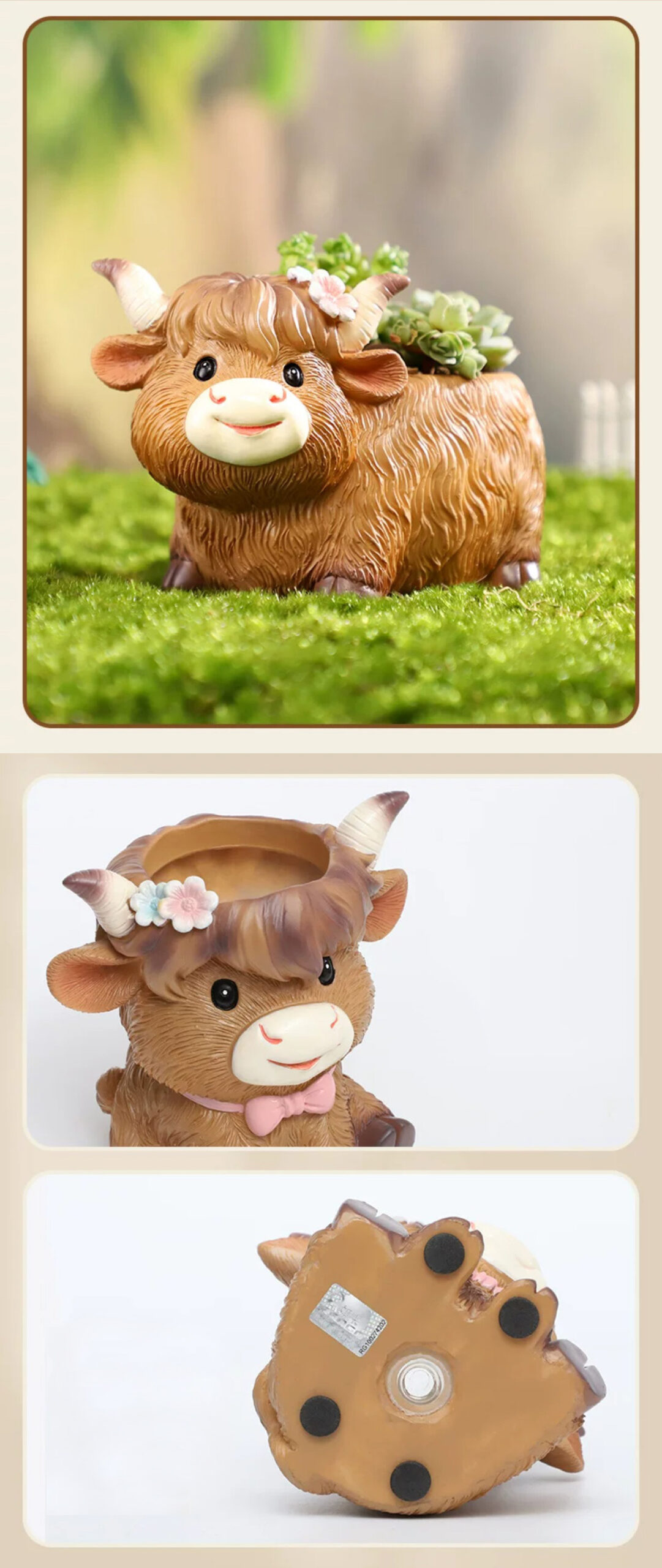 adorable highland cow succulent planters cute resin mini pots