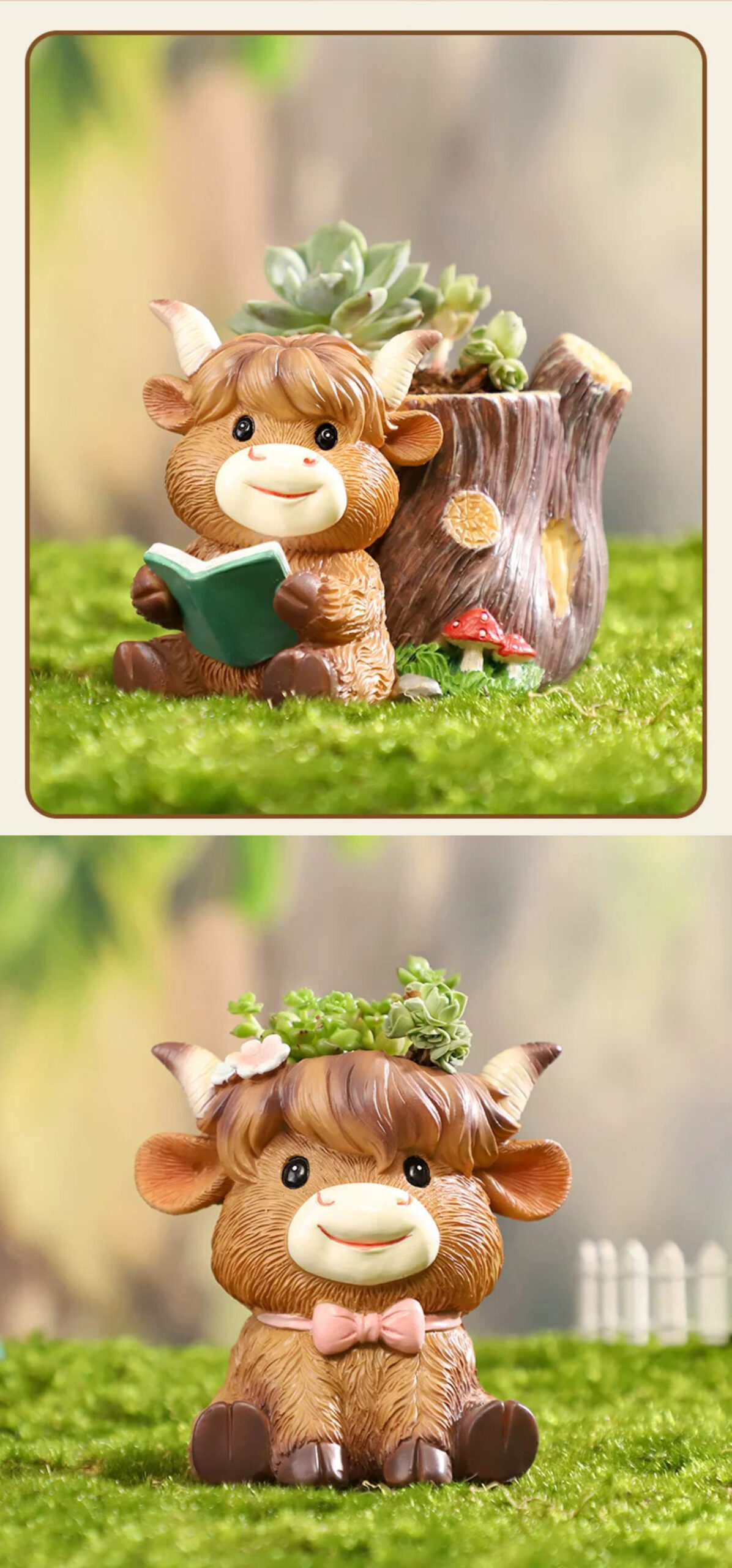 adorable highland cow succulent planters cute resin mini pots