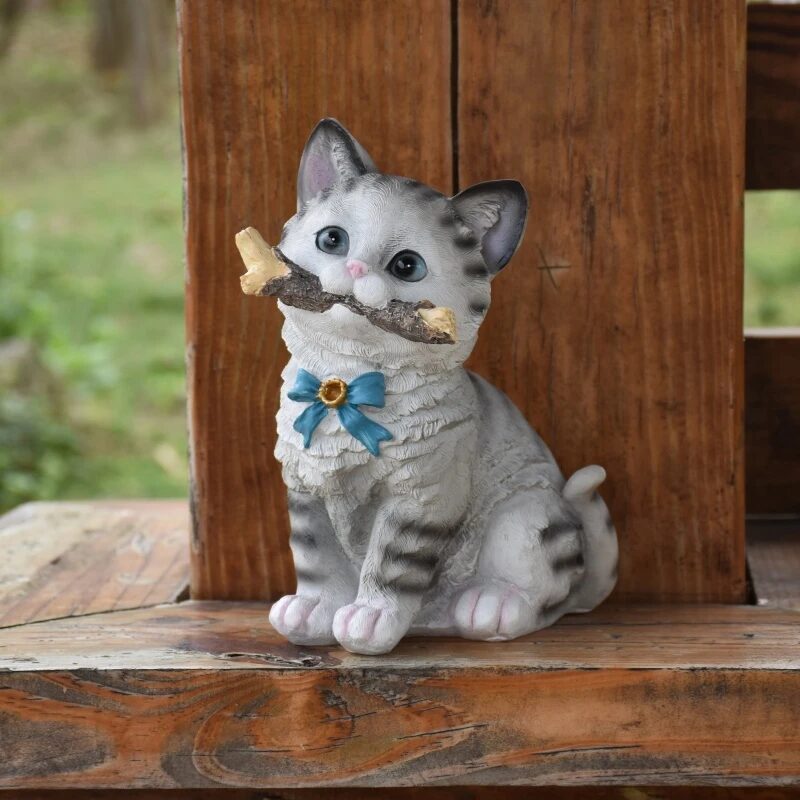 adorable kitten garden statue outdoor patio lawn balcony decor