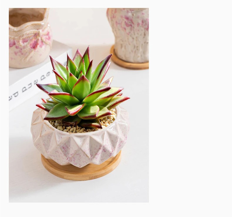 cute korean pink ceramic succulent pots breathable planters for home decor