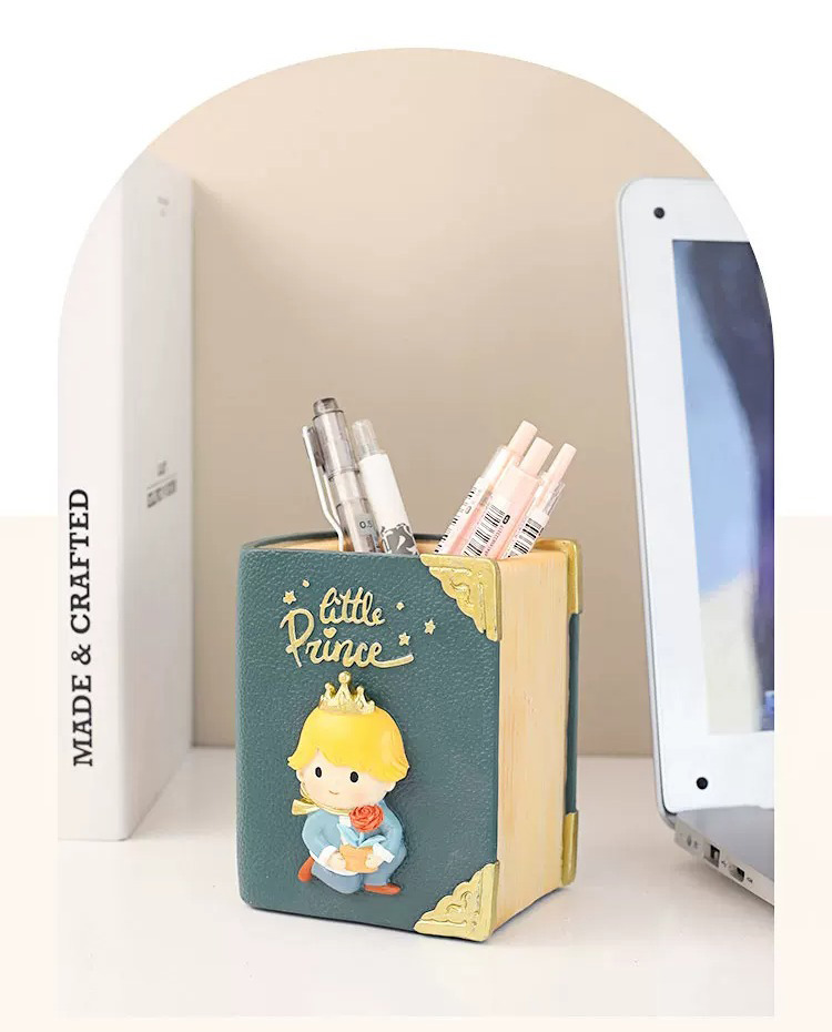 charming little prince princess book succulent planter & pen holder