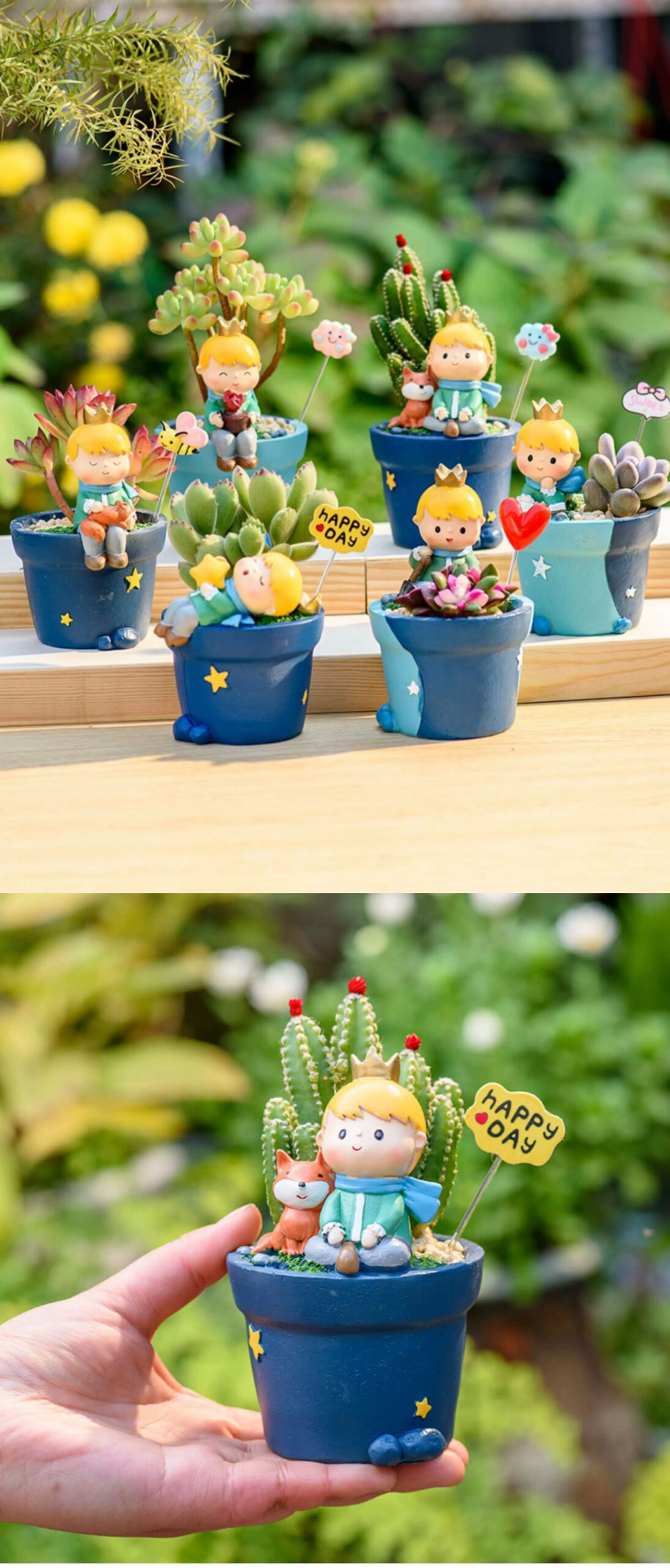 creative little prince succulent planters cute cartoon resin pots decor