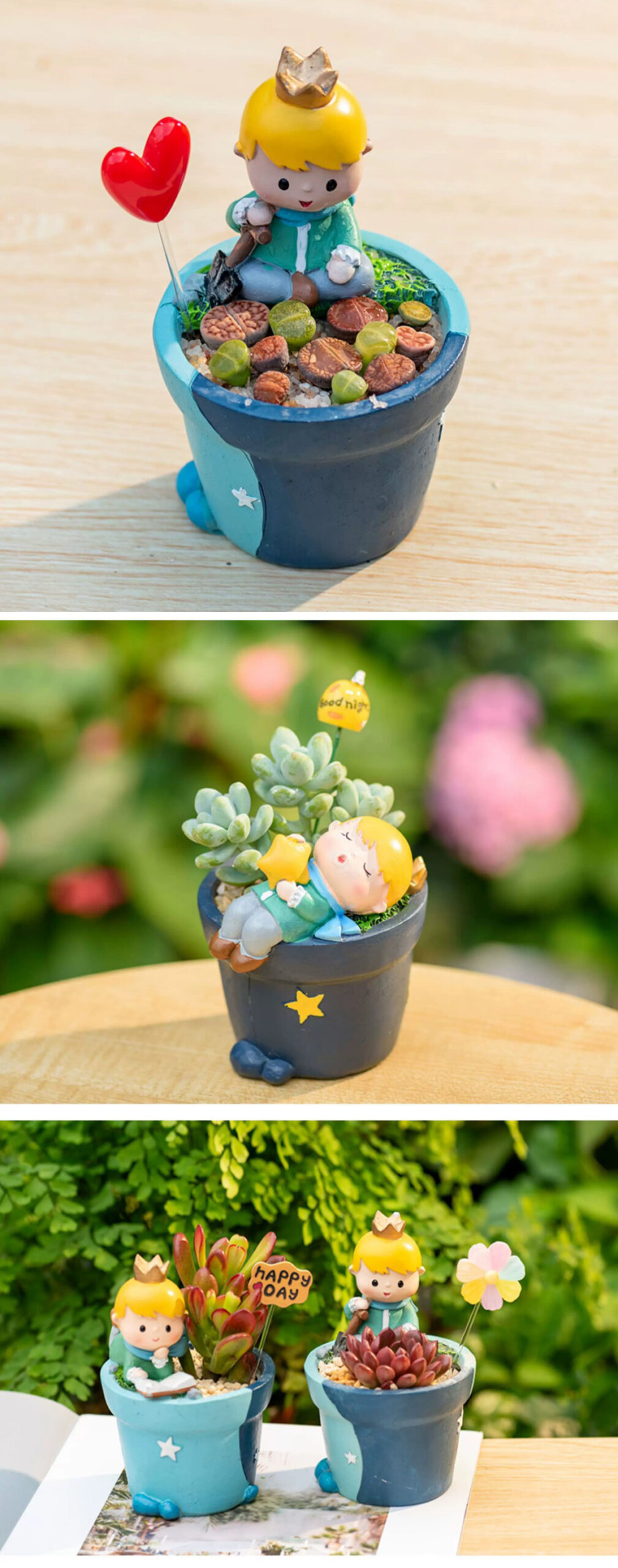 creative little prince succulent planters cute cartoon resin pots decor