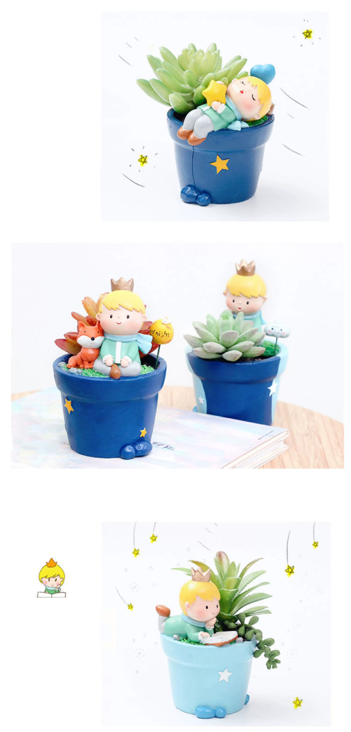 creative little prince succulent planters cute cartoon resin pots decor