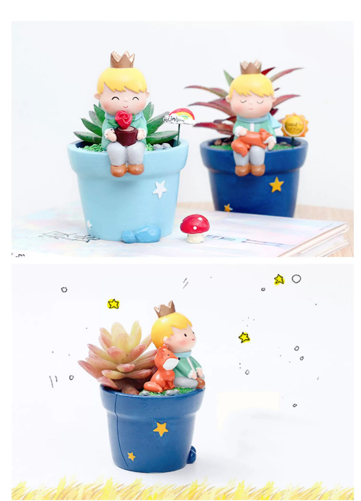 creative little prince succulent planters cute cartoon resin pots decor
