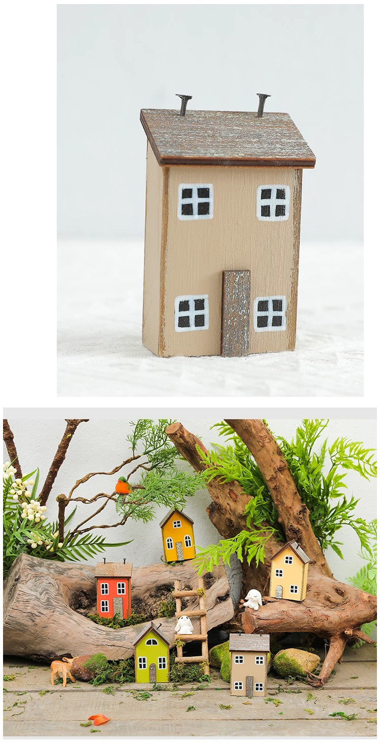 charming miniature wooden houses for diy fairy garden & desktop decor